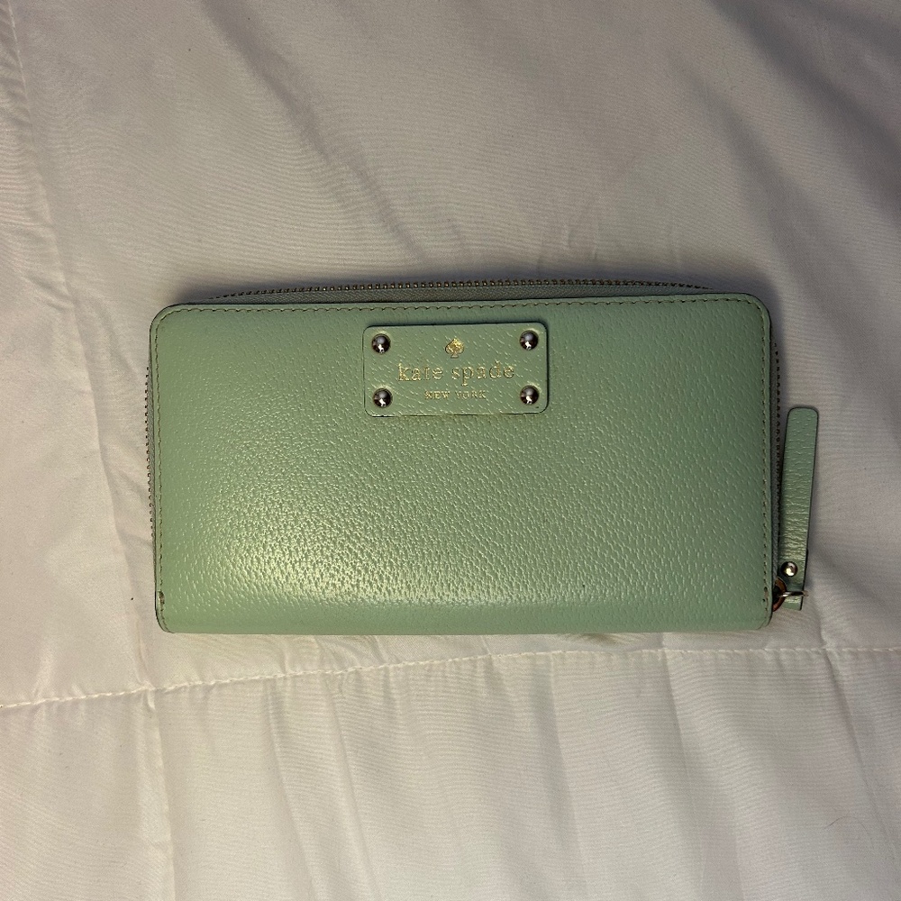 kate spade wallet - mint green, barely used